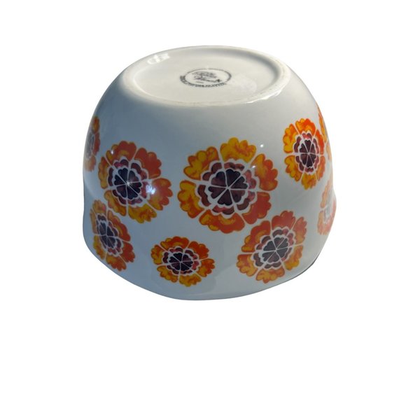 Pioneer Woman Serving Bowl Orange Floral Scalloped Edge 8" x 4" Boho Farmhouse - Picture 4 of 4